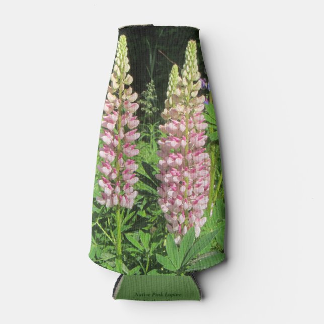 Native Minnesota Pink Lupine Bottle Cooler (Front)