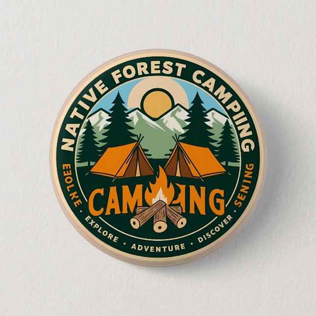 Native Mountain Camping Button (Front)