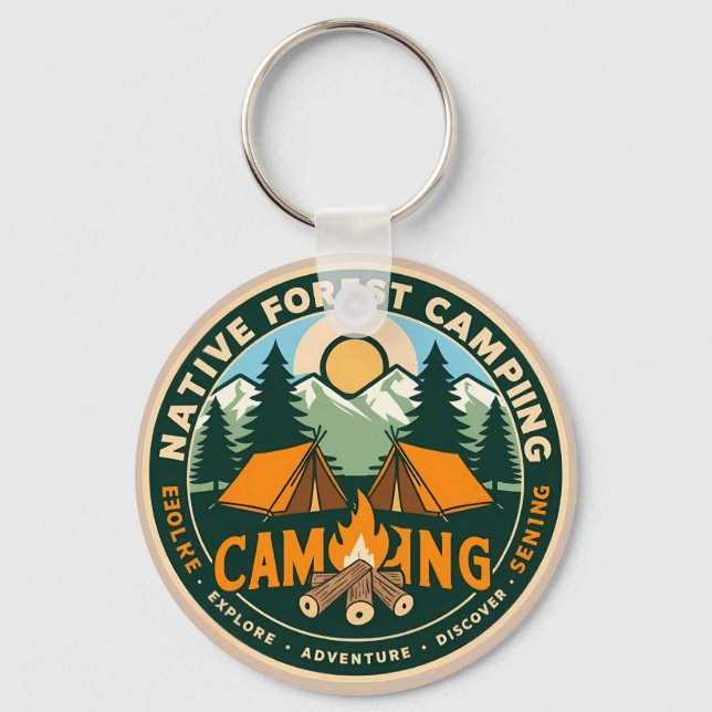 Native Mountain Camping Keychain (Front)