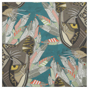 native mountain lion blue fabric
