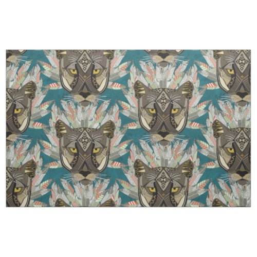 native mountain lion blue fabric