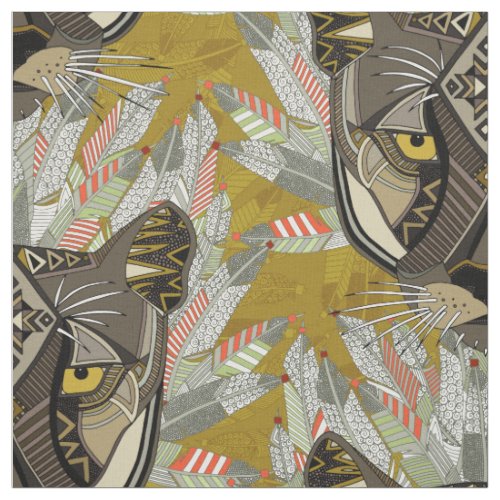native mountain lion gold fabric