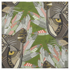 native mountain lion green fabric