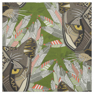 native mountain lion green fabric