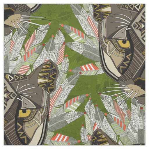 native mountain lion green fabric