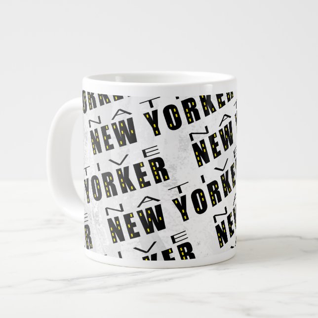 Native New Yorker Pattern Giant Coffee Mug (Front Left)