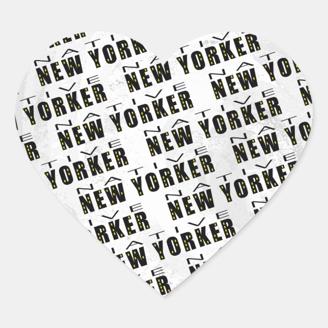 Native New Yorker Pattern Heart Sticker (Front)