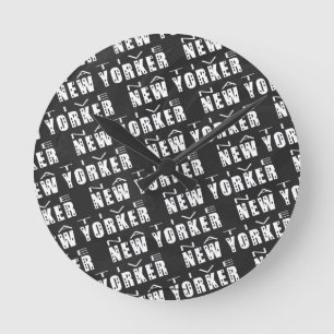 Native New Yorker Pattern Round Clock
