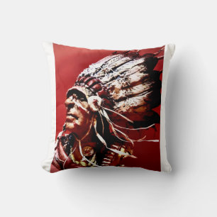 Native "Nez Perce Chief" original art Throw Pillow