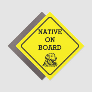 "Native On Board" Golden Retriever Car Magnet