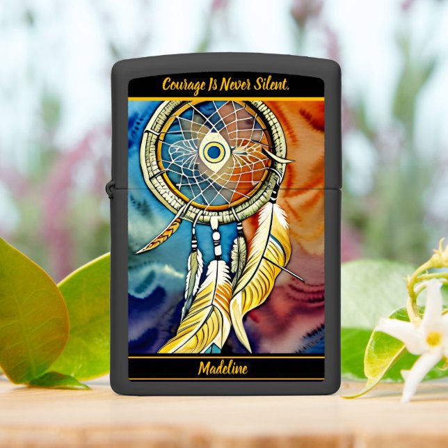 Native Pattern Diary: Cultural Elegance Zippo Lighter (On Table)