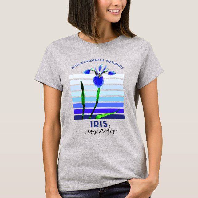 Native Plant Iris Versicolor Wild Wetland Graphic T-Shirt (Front)