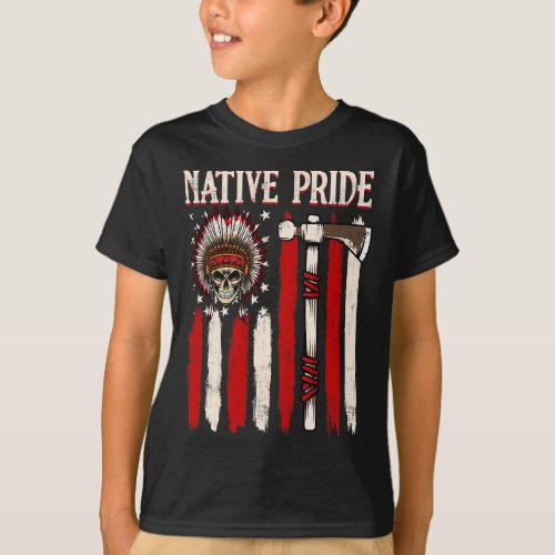 Native Pride Grunge Flag US American Heritage Mont T_Shirt