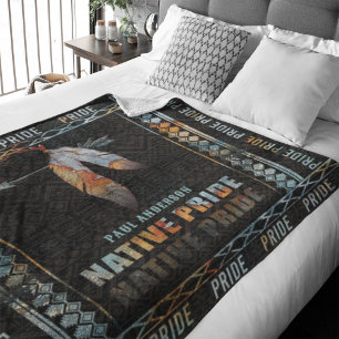 Native Pride Indian Feather Retro Tribal Arrow Fleece Blanket