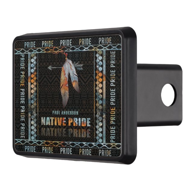 Native Pride Indian Feather Retro Tribal Arrow Hitch Cover (Left)