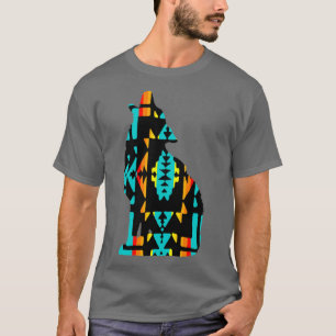 Native Print Turquoise Wolf T-Shirt