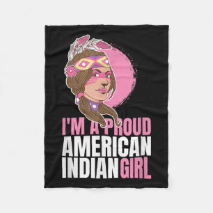 Native Proud American Indian Girl Chief Gift Fleece Blanket