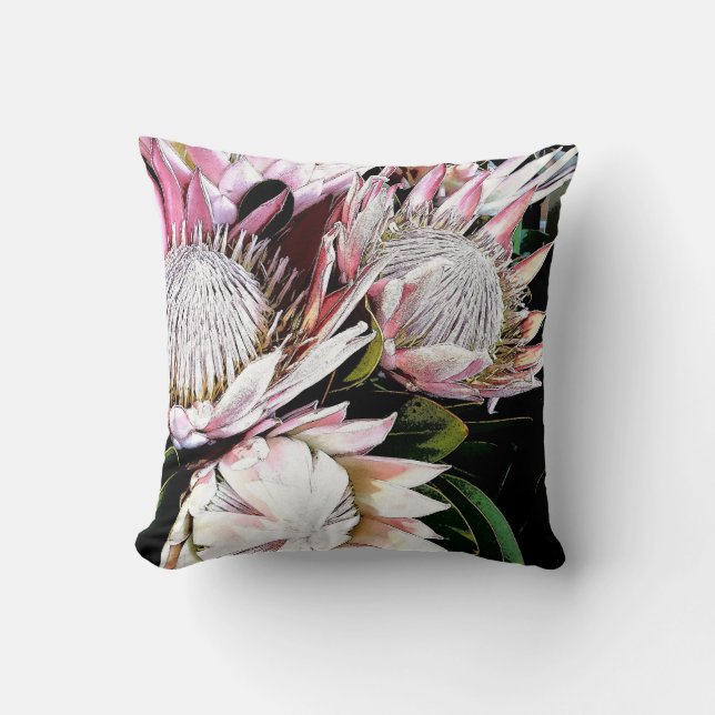 Native Queen Protea Throw Pillow (Front)