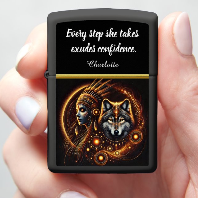 Native Radiance with Wolf Spirit Zippo Lighter (In Hand)
