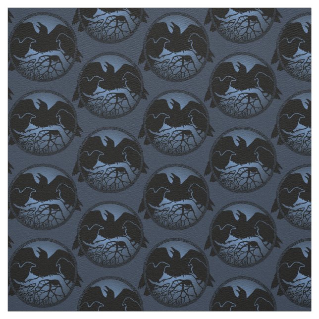 Native Raven Art Fabric Raven Crow Tribal Fabrics (Swatch)