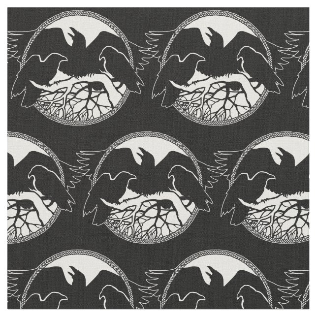 Native Raven Art Fabric Raven Crow Tribal Fabrics (Close Up)
