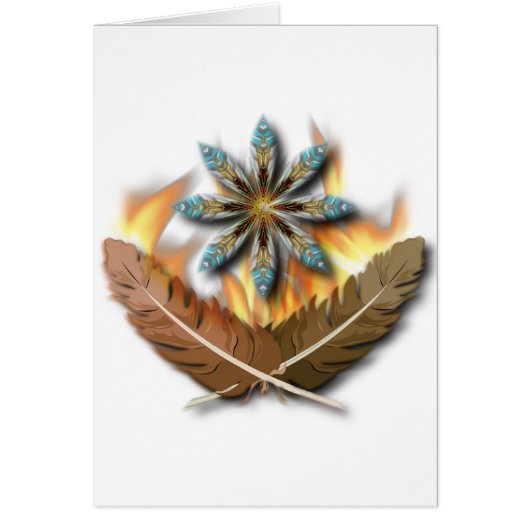 native red tailed hawk feathers and flames digital cards (Front)