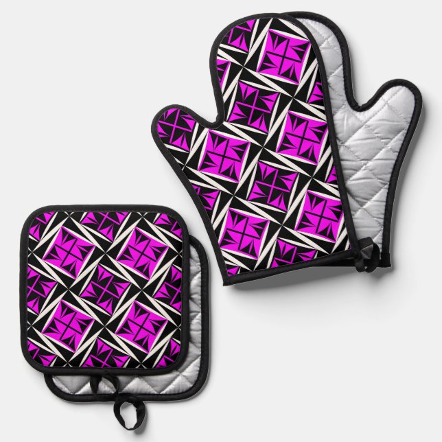 Native Sacred Winds in Pink Oven Mitt & Pot Holder Set (Front/Back)