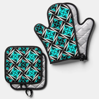 Native Sacred Winds in Turquoise Oven Mitt & Pot Holder Set