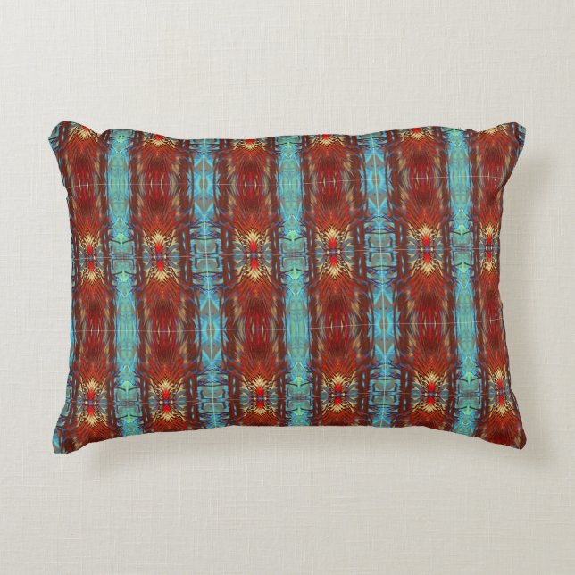 Native Santa Fe Pow wow Turquoise Pillow (Front)