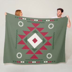 Native Santa Pattern Fleece Blanket