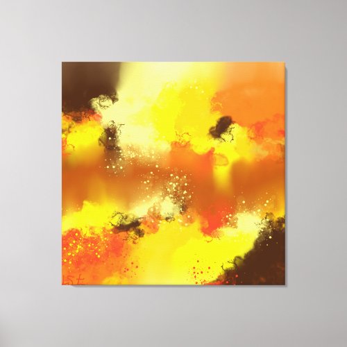 Native Soul Yellow Orange Digital Abstract Art Canvas Print