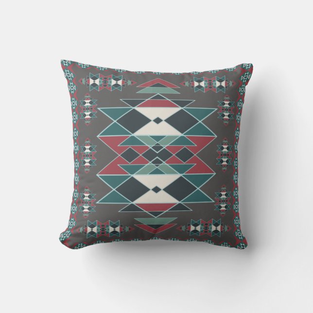 Native Southwestern Indian Art Blanket Design Throw Pillow (Front)