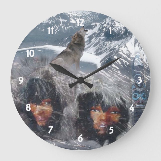 Native Spirit in Alaska Large Clock (Front)