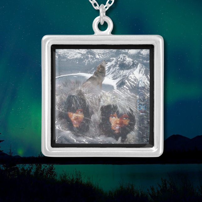 Native Spirit in Alaska Silver Plated Necklace (Native Spirit in Alaska Square Silver Plated Necklace)