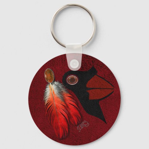 Native Spirit Red Bird Keychain