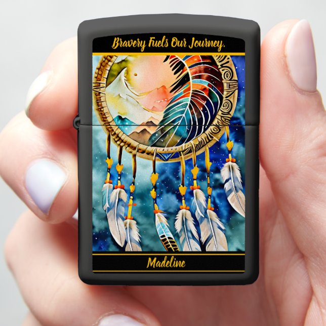 Native Storyteller Firestarter: Tribal Art Zippo Lighter (In Hand)