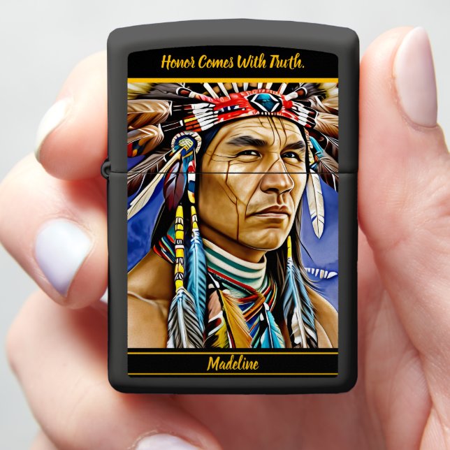 Native Symbolism: Wild Design Zippo Lighter (In Hand)