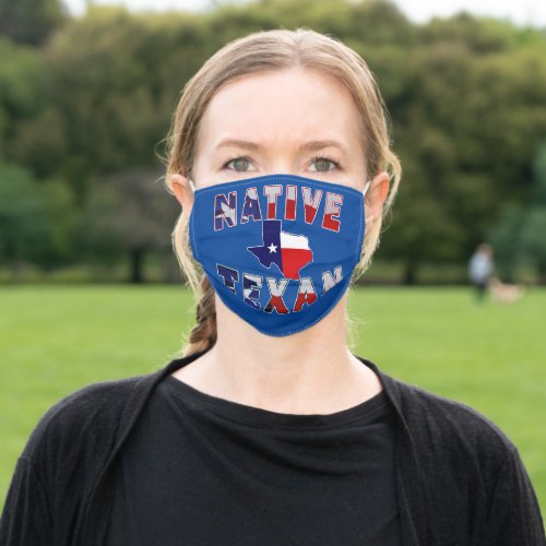 Native Texan Flag Map Adult Cloth Face Mask