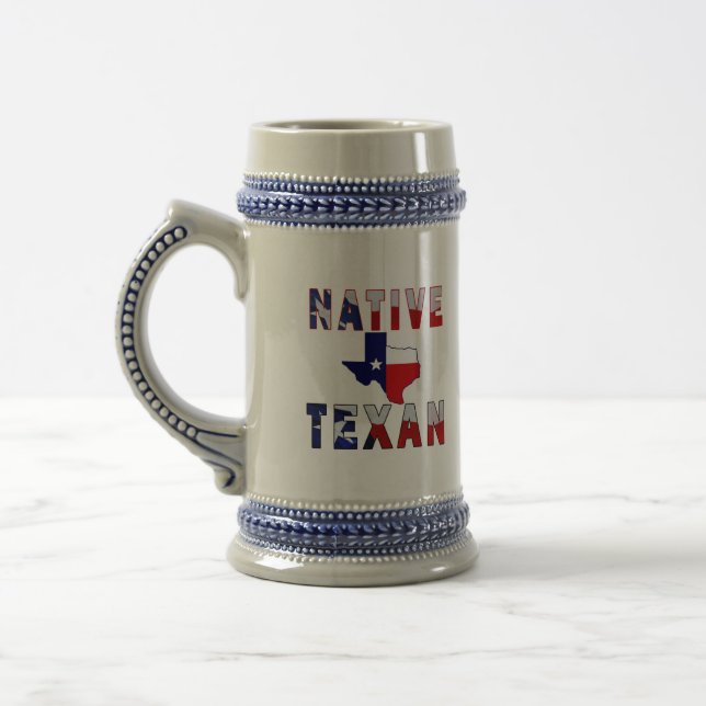 Native Texan Flag Map Beer Stein (Left)