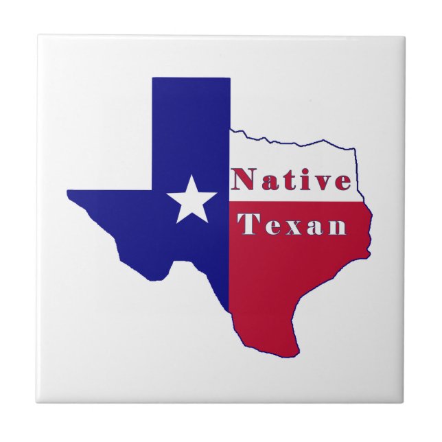 Native Texan Flag Map Ceramic Tile (Front)