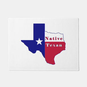 Native Texan Flag Map Doormat