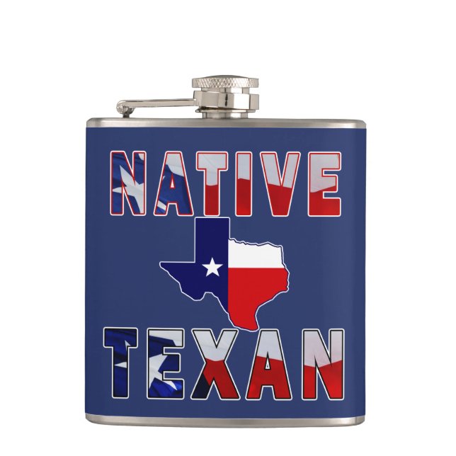 Native Texan Flag Map Flask (Front)