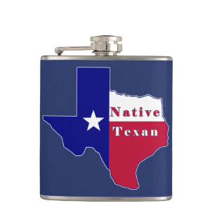 Native Texan Flag Map Flask