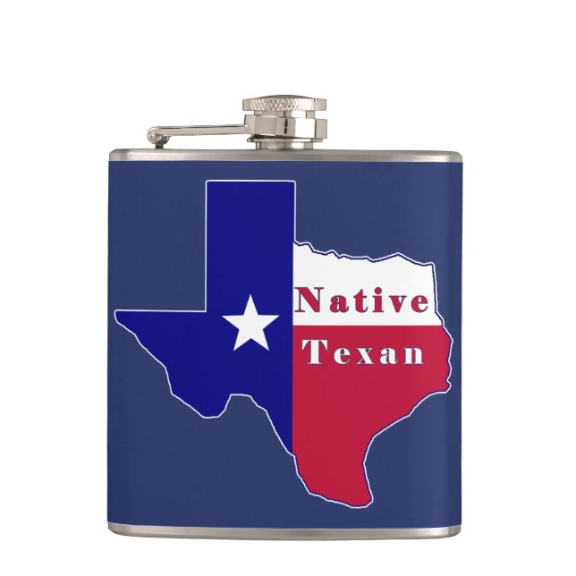 Native Texan Flag Map Flask (Front)