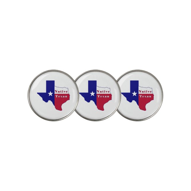 Native Texan Flag Map Golf Ball Marker (3 Up)