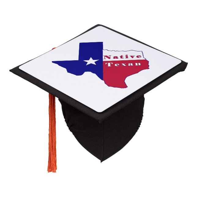 Native Texan Flag Map Graduation Cap Topper (Angled)