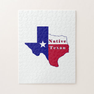 Native Texan Flag Map Jigsaw Puzzle