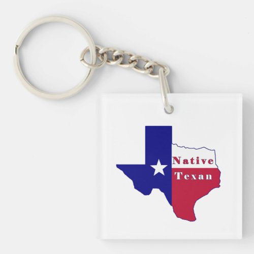 Native Texan Flag Map Keychain