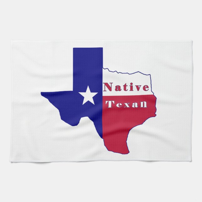 Native Texan Flag Map Kitchen Towel (Horizontal)