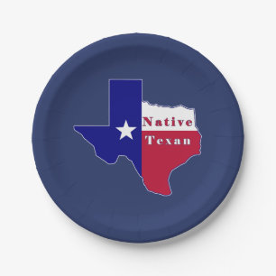 Native Texan Flag Map Paper Plates